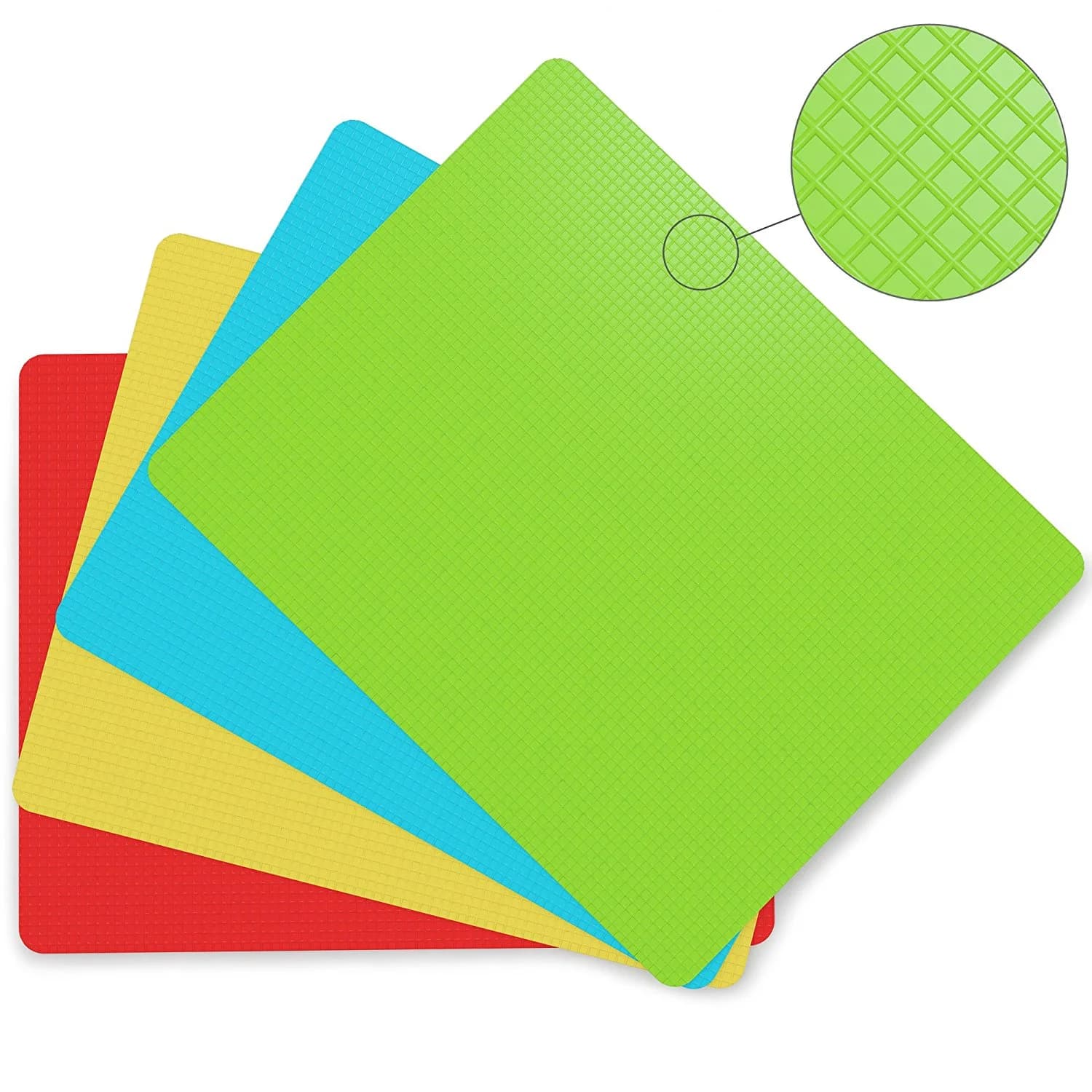 Flexible Plastic Non Slip Chopping Board Set Of 4 With Food Icons Kitchen Cutting Mats