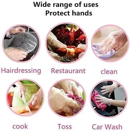 Clear Disposable Gloves Transparent Plastic Gloves Latex Free Food Prep Safe Gloves for Cooking Cleaning BBQ Kitchen Things