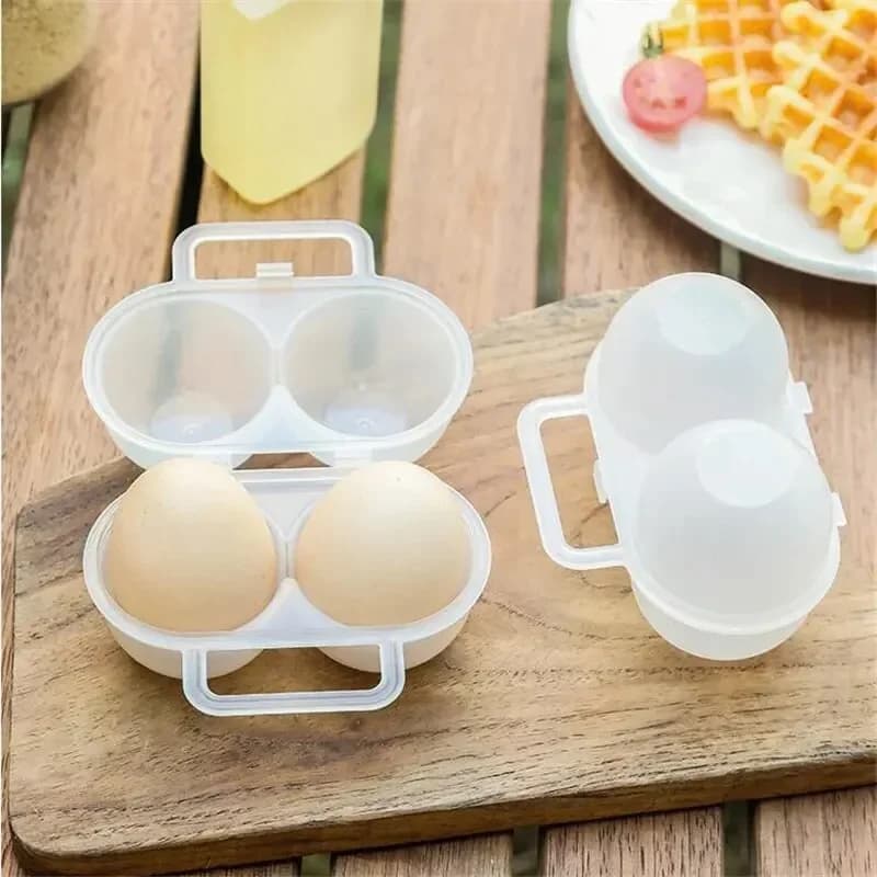 1pc 2-Cell Outdoor Portable Egg Box Plastic Egg Tray Refrigerator Egg Storage Box Shock-absorbing And Anti Drop Egg Loade