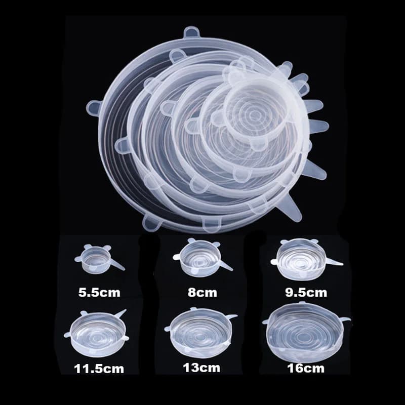 6Pcs Silicone Stretch Lids, Food Bowl Covers, Reusable Food Saving Covers, Retractable Multifunctional Fresh-keeping Lid