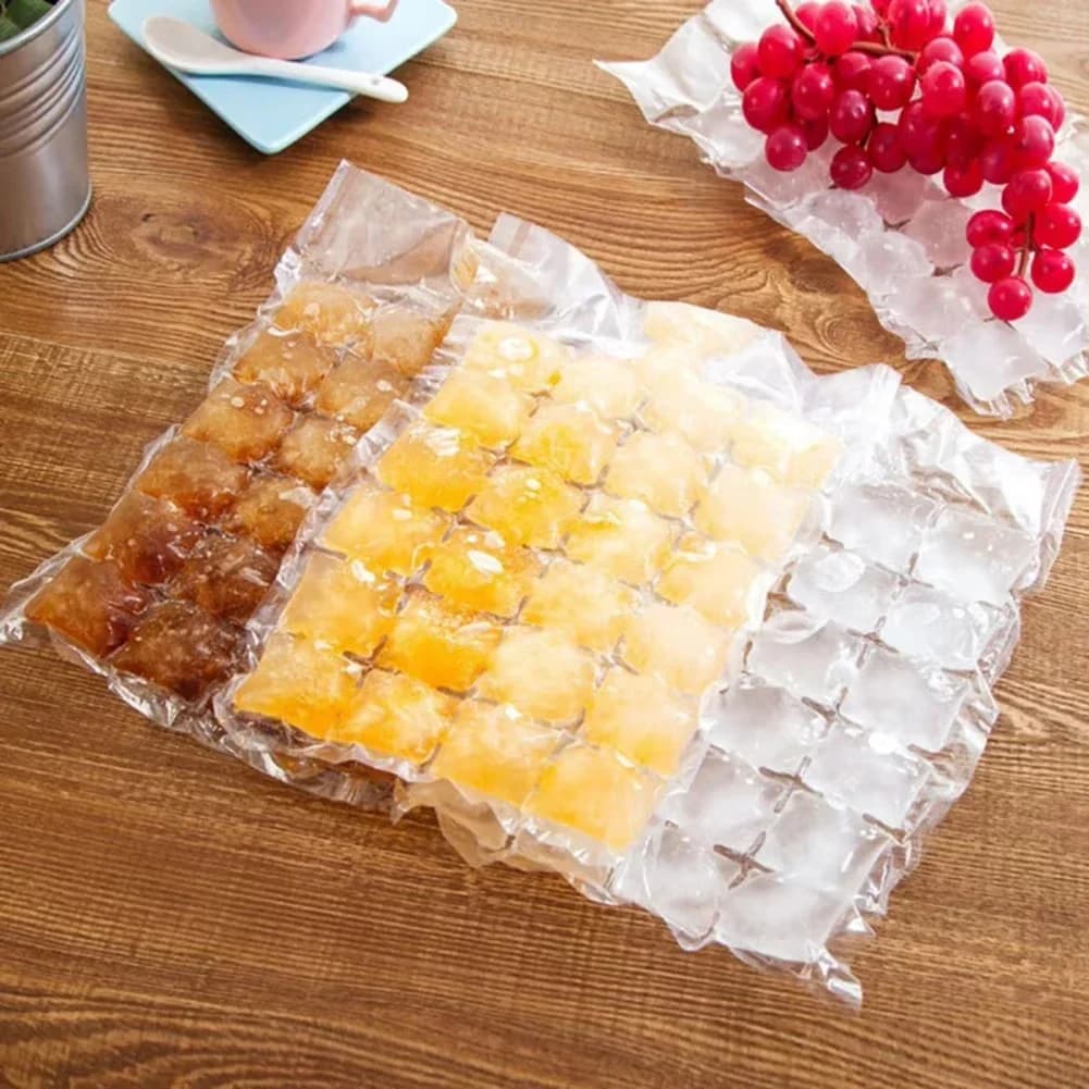 10-100pcs/pack Disposable Ice Bag Lattice Ice Cube Mold Bar Self-sealing Ice Tray Bag Ice Cube Bag Box Edible Frozen Ice Cube