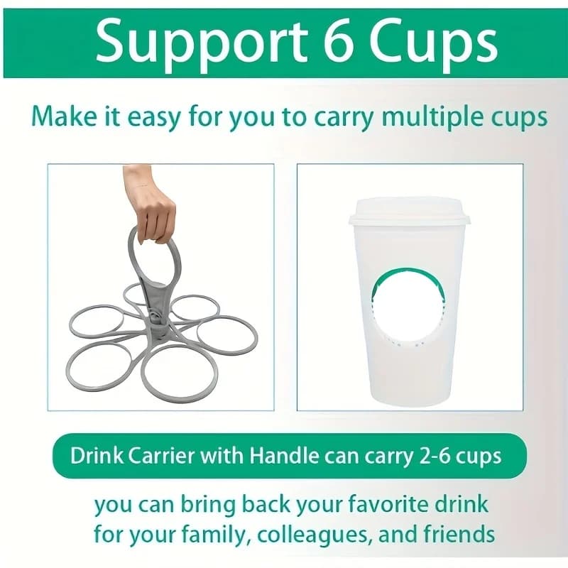 1/2pcs 6-Slot Portable Drink Holder Folding Beverage Tray with Handle Pocket-Sized for Outdoor Picnics Party Reusable Cup Holder