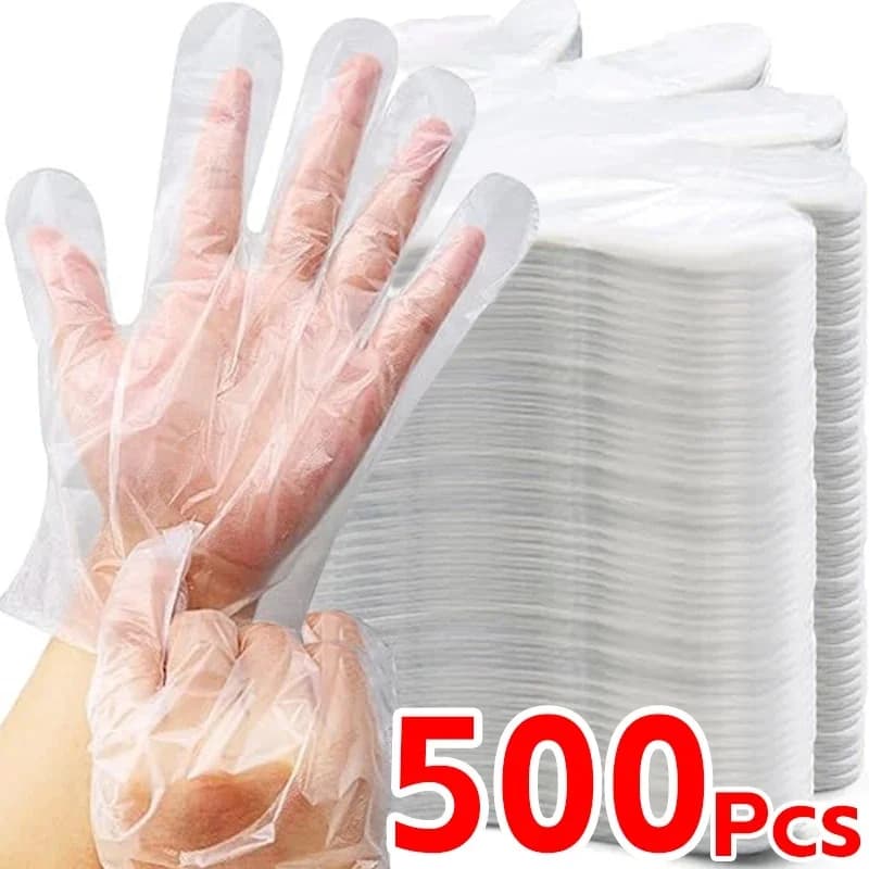 Clear Disposable Gloves Transparent Plastic Gloves Latex Free Food Prep Safe Gloves for Cooking Cleaning BBQ Kitchen Things