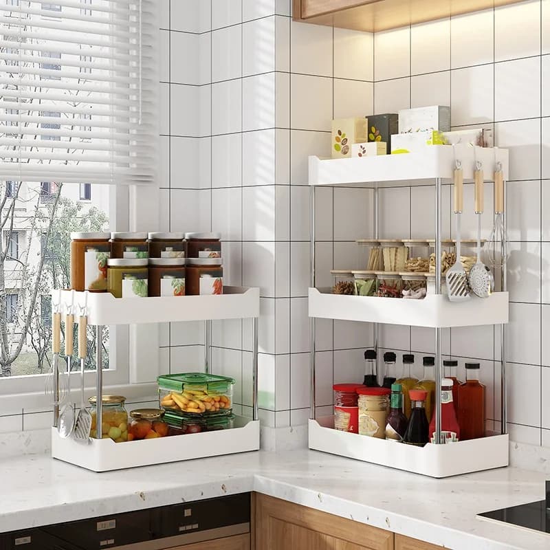 1Pc Kitchen Spice Storage Rack Multi-Functional Countertop Seasoning Storage Rack Household Multi-Layer Corner Shovel Kitchen Ut