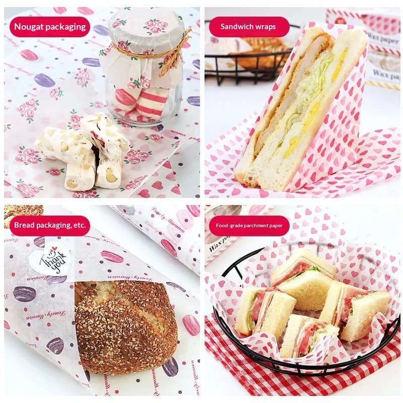 50Pcs/Lot Wax Paper Food Grade Grease Paper Food Wrappers Wrapping Paper For Bread Sandwich Burger Fries Oilpaper Baking Tools